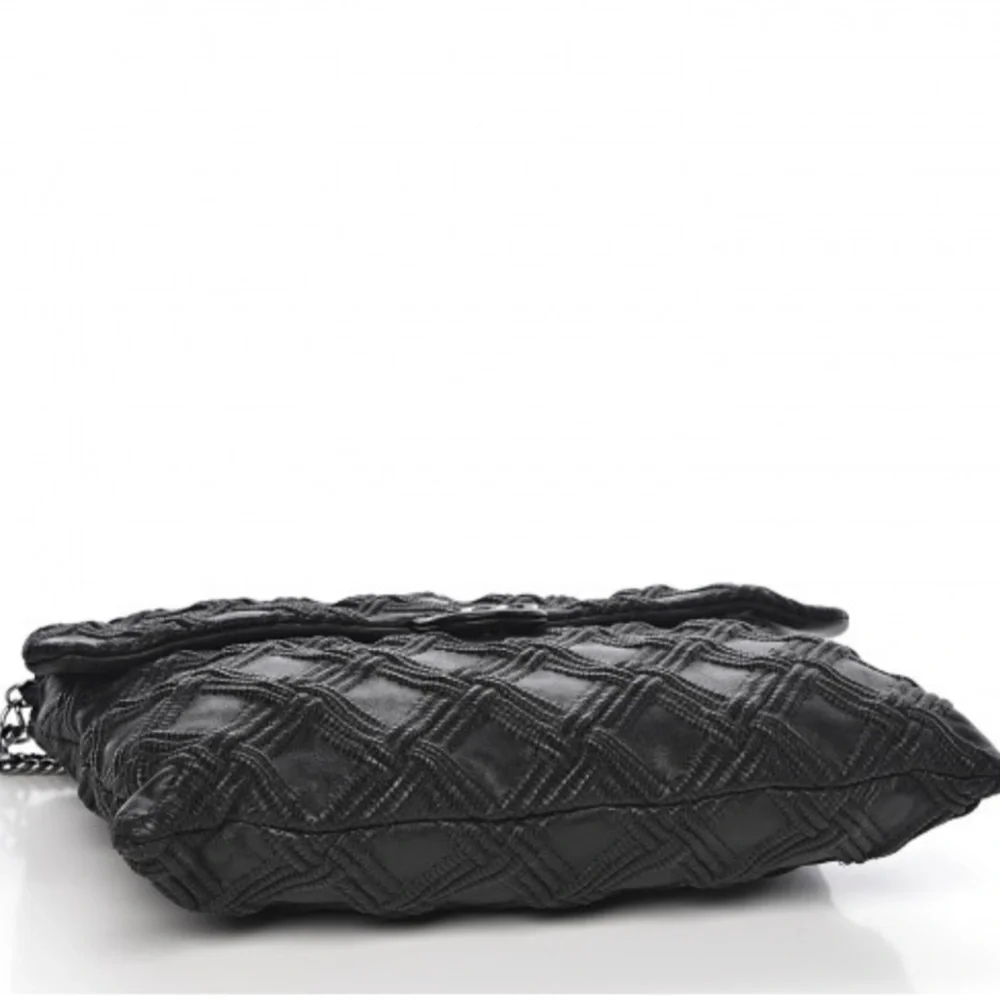 Chanel Bag Large Walk of Fame Black Silver clutch or chain Fits LAPTOP